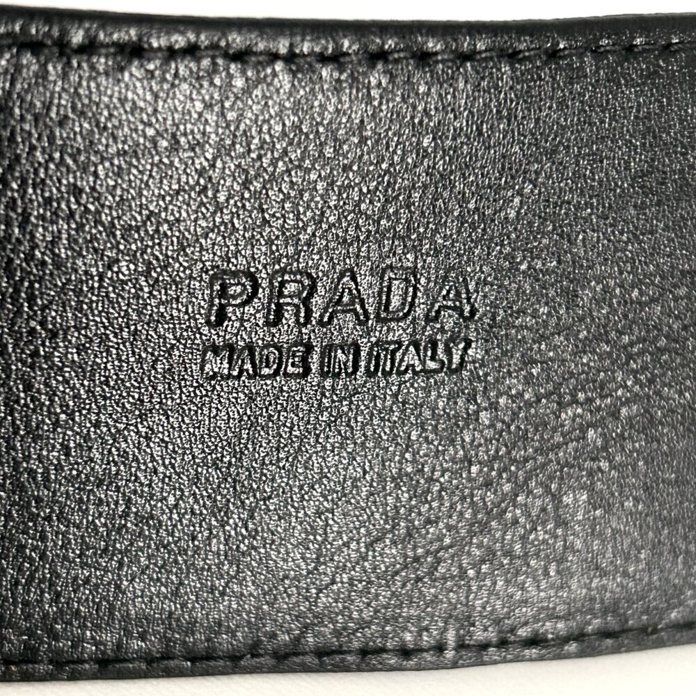 Prada UNISEX Black Leather Belt Size 34 - Picture 8 of 10